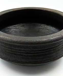 2 Liter Handcrafted Clay Pan/Pot/Kadai/Earthen/Mud/Mitti Handi - Perfect for Cooking Serving. Colour: Black